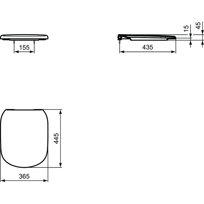 Сидіння для унітазу TESI біле з плавним закриванням Ideal Standard T352901