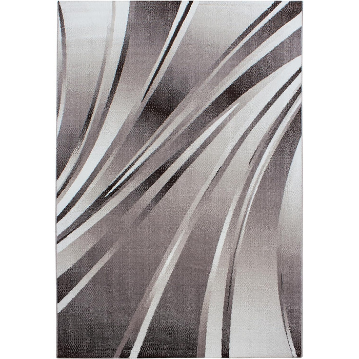 Килимове покриття для вітальні 80x150 Абстрактний хвильовий дизайн з поліпропілену Стильно і недорого (коричневий, 160 x 230 см)