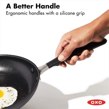 Сковорода OXO Good Grips 30,5 см з антипригарним покриттям, нержавіюча сталь, силіконова ручка, чорна (набір 10 предметів)