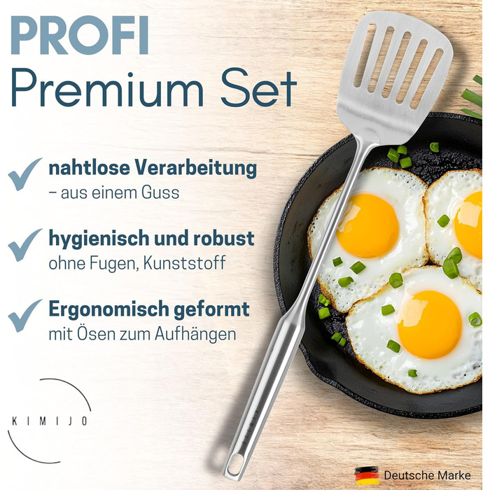Набір кухонних помічників 7 шт. з нержавіючої сталі - високоякісні кухонні аксесуари для вока та кухні (ложка для подачі, шумовка, лопатка, лопатка для риби, половник, ложка для спагеті, лопатка для вока)