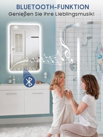 Дзеркало для ванної кімнати Habison з підсвічуванням, Bluetooth, 60x80 см, LED, протитуманне, 3 режими, диммування, IP44