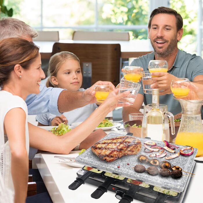 Електричний набір для раклет SUBTLETY на 8 осіб з гранітною гриль-плитою та антипригарним покриттям