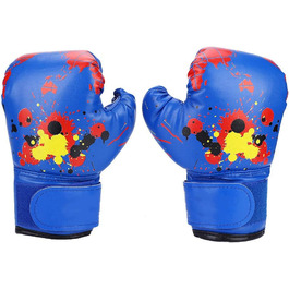 Дитячі боксерські рукавички зі штучної шкіри, дихаючі боксерські рукавички для дітей від 2 до 11 років, тренувальні боксерські рукавички, що використовуються для боксу, Муай Тай, бойові рукавички (сині)