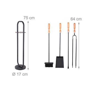 Набір для каміну Relaxdays, 5 предметів з дерев'яними ручками