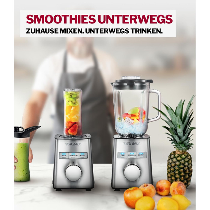 Бездротовий занурювальний блендер Turmix CX 422 з набором аксесуарів: чаша, подрібнювач, віночок, підставка – 1800W, Li-Ion, для універсальної кухні