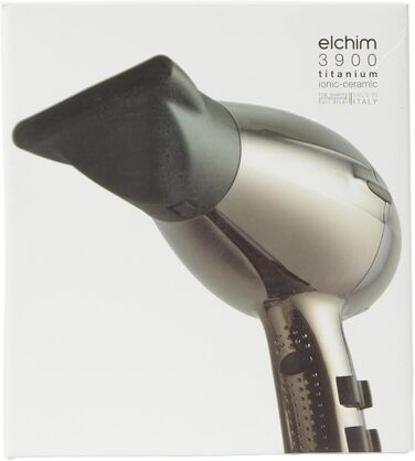 Фен для волосся Elchim 3900 Healthy Ionic Titanium з вилкою Schuko - Професійний фен виробництва Італії - легкий і тихий, для здорового волосся, скорочений час сушіння на 30, 2400W Titanium Edition