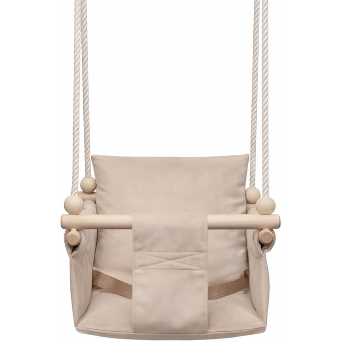 Дитяча гойдалка-крісло MAMOI® для дому, дерев'яна гойдалка для малюків, бежева (Scandi) для дверного отвору