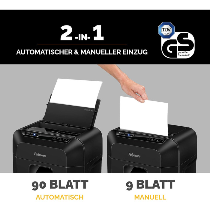 Fellowes AutoMax 90M: Шредер для документів, автоматичний, 90 листів, P4, тихий, 17 л