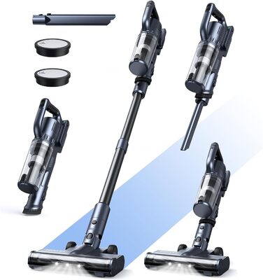 MIUZZY Бездротовий пилосос 6-в-1: потужний, легкий, з тривалістю роботи 50 хв, чорний