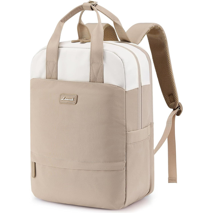 Сумка-рюкзак LOVEVOOK для жінок, 15.6 дюймів, для ноутбука, шкільний, підлітковий, елегантний, для подорожей, для дівчаток, водонепроникний, для роботи, для навчання, універсальний, бежевий, хакі