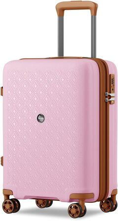 Валіза ручної поклажі KONO з тримачем для напоїв, рожево-коричнева, поліпропілен, розширювана, з TSA замком