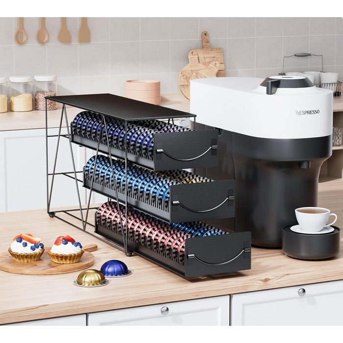 Тримач для капсул Vertuo/Nespresso (90 шт.) - металевий, чорний