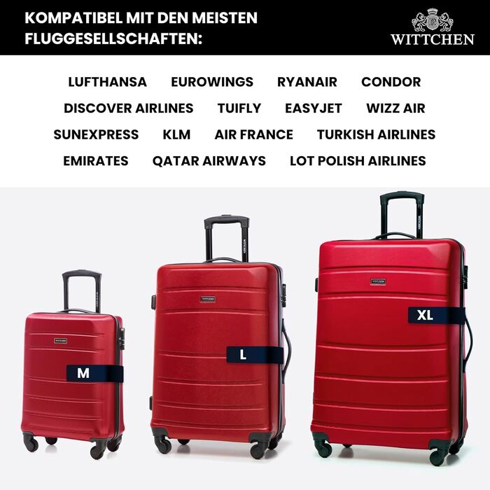 Чемодан на колесах WITTCHEN Globe Line, ручна поклажа, ABS, кодовий замок, 25 x 33 x 33 x 16,5 см, Lufthansa/Eurowings/Ryanair/Condor/Discover Airlines (косметичка, червоний)