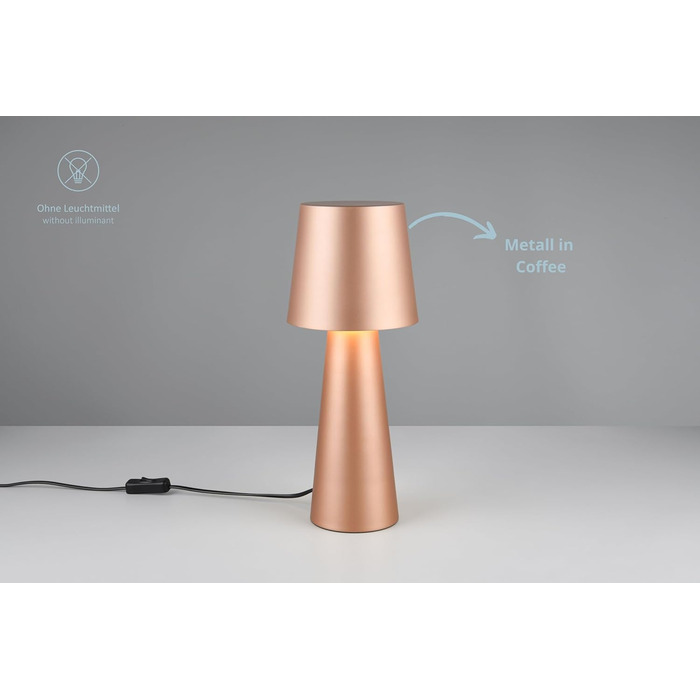 Торшер Hailey зі шнуровим вимикачем, IP20 для дому, без лампи, висота 40 см, діаметр 16 см (лампа настільна, кавова)