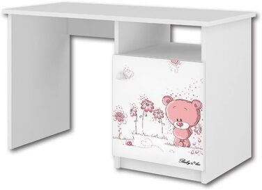 Дитяча кімната Зірка Дитяче ліжко з 3 предметів Комод Шафа біла/рожева Комплектація (письмовий стіл)