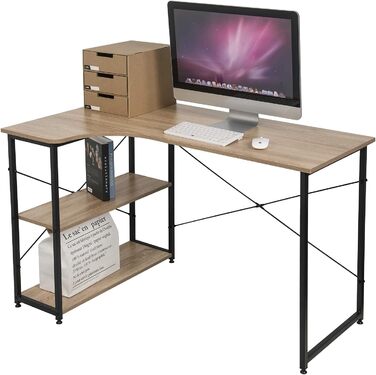 Комп'ютерний стіл Стіл для ПК Офісний стіл Робочий стіл з книжковою шафою Дерево 120x74x71,5 см ЧорнийСвітлий дуб 0073ZZ