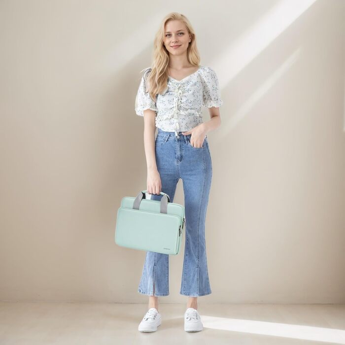 Чохол для ноутбука DOMISO 16 дюймів, сумісний з MacBook Pro (M4/M3/M2/M1) Pro/Max, водонепроникний, з ручкою, (14 дюймів, м'ятний)