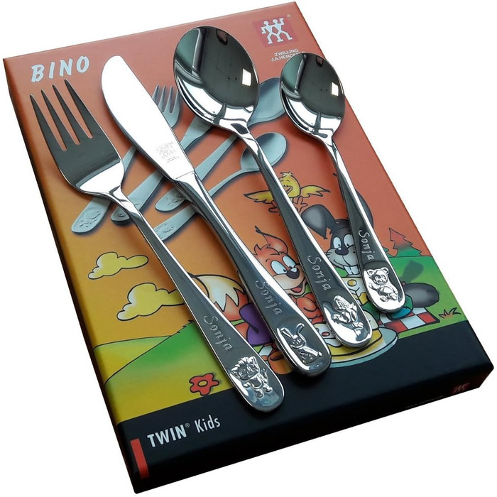 Дитячий набір столових приборів Zwilling Bino (4 шт.) з гравіюванням 