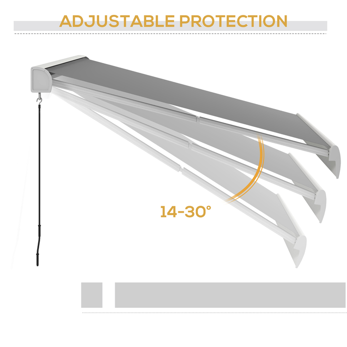 Електричний тент Outsunny Folding Arm 4 м з ручним рукояткою та дистанційним керуванням, балконний тент для захисту від сонця настінний монтаж Alu Light Grey