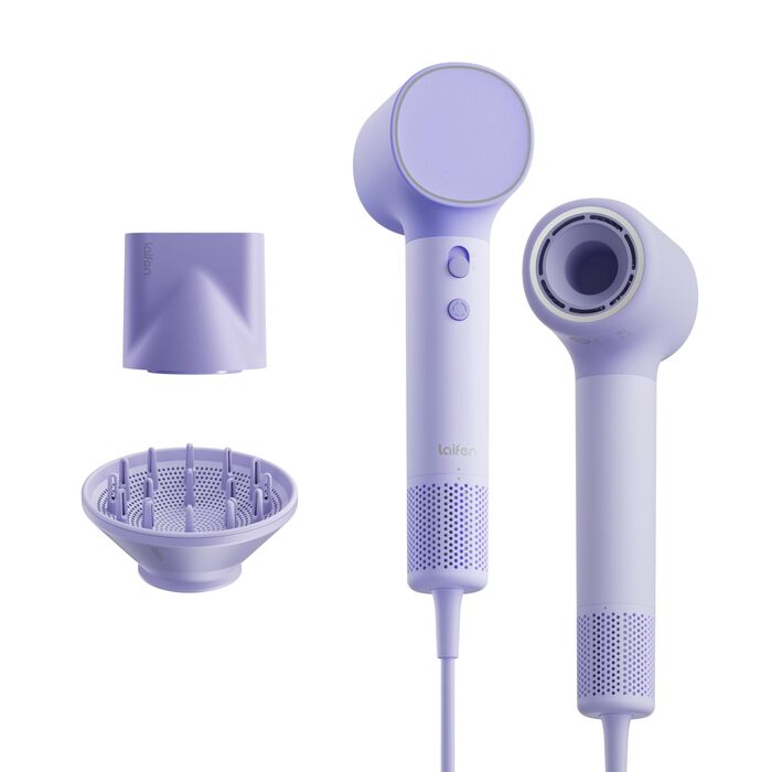 Високошвидкісний фен для волосся Laifen Neo з безщітковим двигуном 110 000 об/хв, 200 млн негативних іонів та 2 магнітними насадками, Фіолетовий