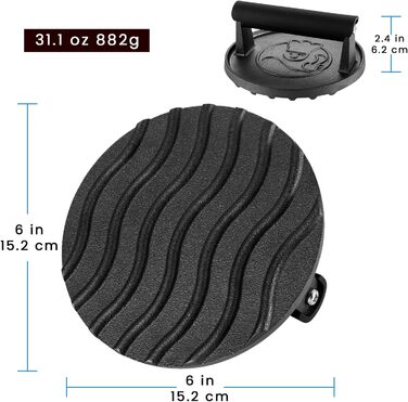 Пресс для бургерів з чавуну Gourmet Easy | Smasher для смачних гамбургерів та Smash Burger (Ø15см)