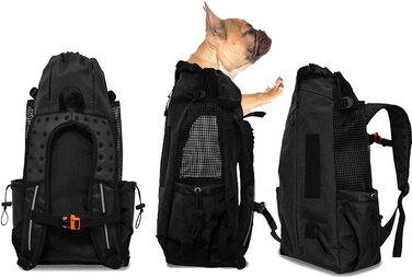 Рюкзак для собак WLDOCA для собак середнього розміру з водонепроникним кормом, для їзди на мотоциклі, піших прогулянок, покупок, подорожей, підходить для домашніх тварин вагою від 10 кг до 15 кг чорного кольору