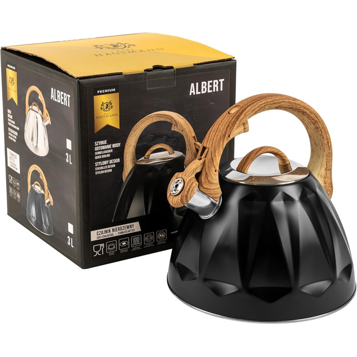 Чайник Karl Hausmann 3L з автоматичним свистком для індукційних, газових та електричних плит - з нержавіючої сталі