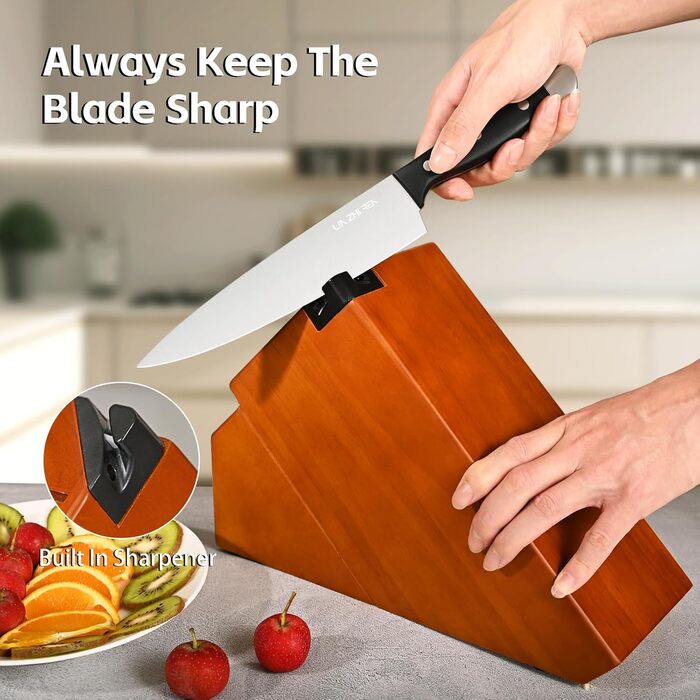 Набір ножів кухонних 15 предметів з точилкою, набір для нарізки, рубання, дріблення, Braun