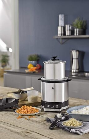 Електричний чайник-заварник WMF Küchenminis 2 в 1 з регулюванням температури, 1л, 1900 Вт, скляний, з тримачем для пакетиків та ситом