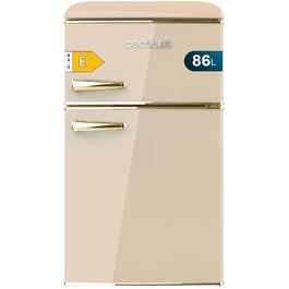 Холодильник Cecotec Bolero CoolMarket 2D Origin 86L Beige: Ретро дизайн, 89.3 x 48.7 см, 86 л, Клас E, з Ice Box та внутрішнім освітленням