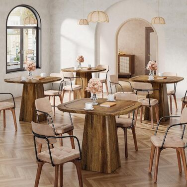 Столовий стіл Tribesigns на 4 особи, 80 см, квадратний, в стилі рустік для кухні, вітальні, їдальні (колір коричневий)