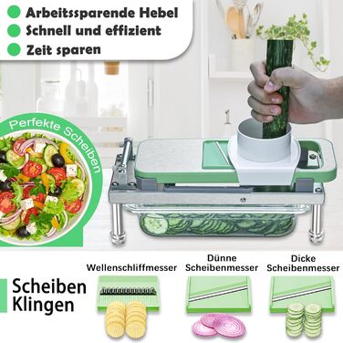 Подрібнювач овочів 8-в-1 з контейнером, набір для нарізки овочів та салатів, з нержавіючої сталі