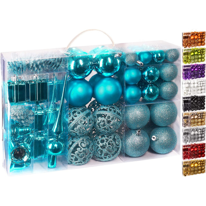 Набір різдвяних дрібничок BRUBAKER з 101 предмета, прикрашений ялинковими прикрасами з мережива дерева (синій)