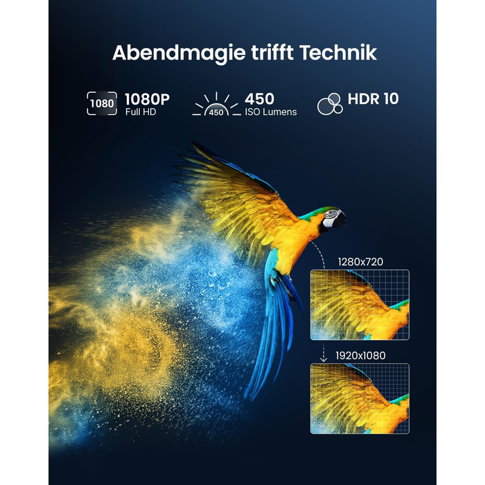 Портативний проєктор Dangbei Freedo з акумулятором, 450 ISO люмен, Google TV & Netflix, Dolby Audio, 1080P, HDR10, 165° нахил, Smart проєктор з WiFi & Bluetooth для дому та відпочинку на природі, 2,5 години роботи, з чохлом