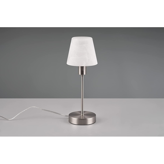 Настільна лампа Trio Leuchten Luis II, Нікель Матовий, з металу та скла, білий матовий, сенсорне керування On/Off, E14