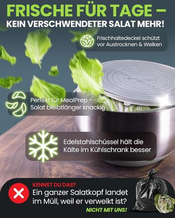 Салатниця-швидкокрутка VELVOMAX 6в1 з нержавіючої сталі, 4.5L - 6 функцій: нарізник овочів, сервіровочна чаша та спіннер для салатів. Можна мити в посудомийній машині, з антиковзним дном та кришкою. Ідеально для любителів готувати.