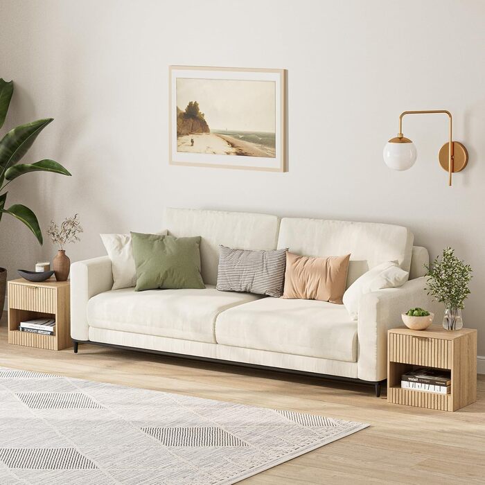 Нічний столик з дуба, дерев'яний приліжний столик з шухлядою, сучасний, компактний 39x39x28 см, для спальні, вітальні, офісу