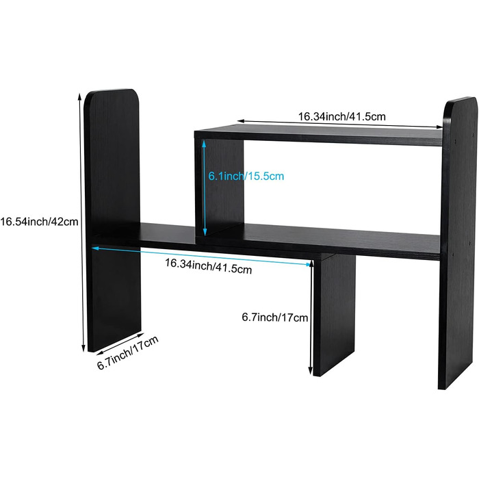 Дерев'яні настільні полиці EasyPAG, регульовані, окремо стоячі, маленька книжкова шафа, канцелярське приладдя, зберігання, дисплей, стіл, акуратний органайзер, (чорний)