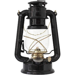 Гасова лампа HEINZE чорного кольору, з латунними елементами, висотою 24 см, штормовий ліхтар HEINZE з кришкою для заливки, захищеної від дітей