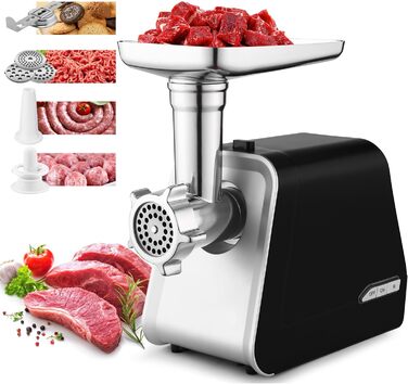 Електричний м'ясоподрібнювач COOCHEER 2000W з 3 насадками для фаршу, ковбас та кіббе | Для дому та дитячого харчування
