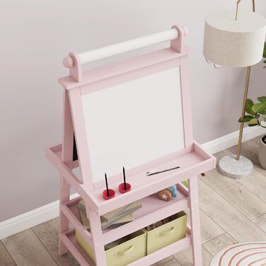 Дитяча фліпчарт AIYAPLAY 3 в 1 з магнітною дошкою та рулоном паперу - для дітей 3-6 років (зелене дерево, рожевий)