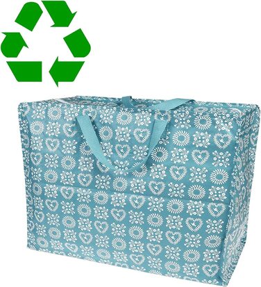Гігантська сумка для покупок, перероблена сумка для покупок, гігантська сумка, універсальна сумка (синя дружба - квітка у формі серця)