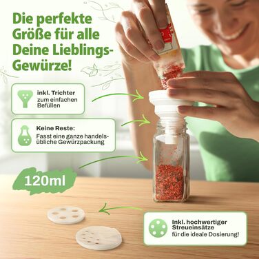 Набір скляних баночок для спецій, 24 шт. по 120 мл, нержавіюча сталь, з етикетками та воронками
