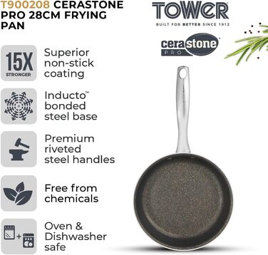 Сковорода Tower T900200 Cerastone Pro з антипригарним графітовим покриттям 28 см