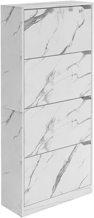 Стелаж для взуття BAKAJI з МДФ, 4 дверцята, компактний, 63x24x150 см, зелений та дуб