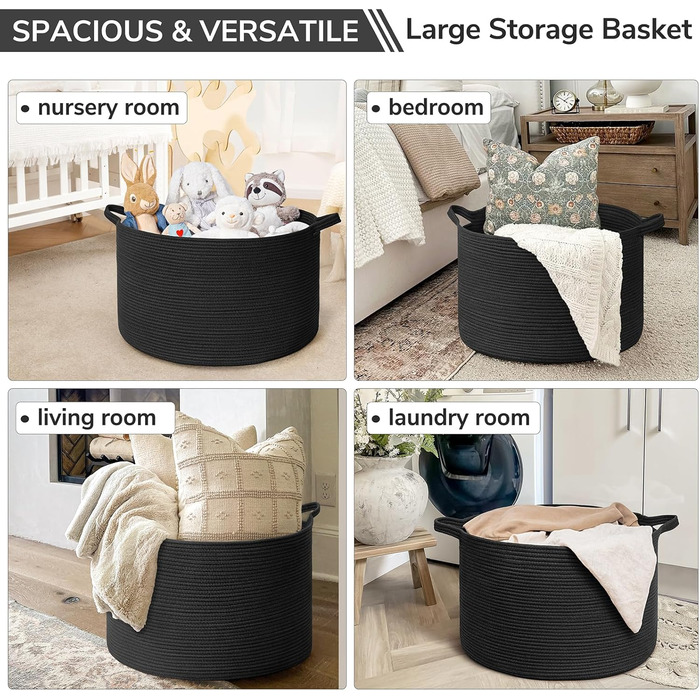 Кошик для зберігання TIMEYARD, кошик у дитячу кімнату, кошик для білизни, кошик для ялинкових прикрас, кошик для ковдр та іграшок, плетений кошик, 55x35см, оливковий (чорний)