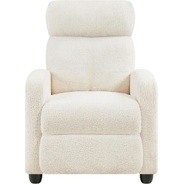 Крісло-релакс Yaheetech з регульованою підніжкою, крісло для телевізора, крісло-ліжак з тканини Boucle, колір слонова кістка