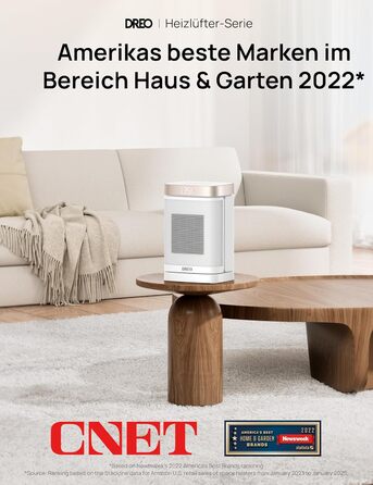 Електричний обігрівач Dreo з термостатом, 1500W, PTC-кераміка, тихий, з осциляцією, ECO-режим, таймер 12 годин, захист від перегріву та перекидання