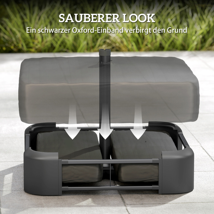 Підставка для парасольки, 80 кг пісочний наповнювач, міцна основа для гойдалок та стійок діаметром 48 мм, чорного кольору