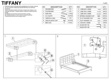 Ліжко TIFFANY 90X200 сіре/дуб TAP.57